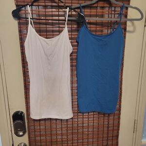 White and Blue Spaghetti Strap Tank Tops
